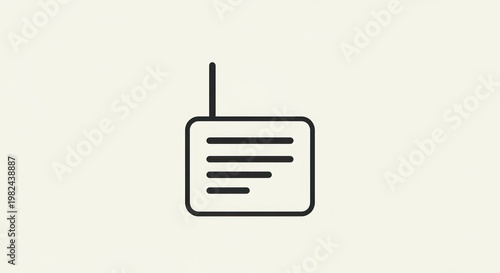 Simple Icon of a Radio Transmitter with Antenna on Light Background