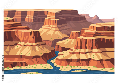 Grand Canyon National Park's majestic sandstone cliffs carved by the Colorado River