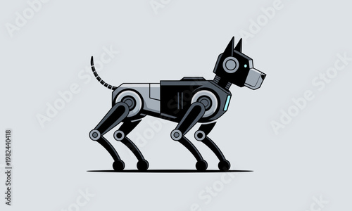 Futuristic Robotic Dog Illustration in Sleek Cybernetic Style
