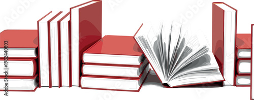 Books and Open Book Vector Illustration