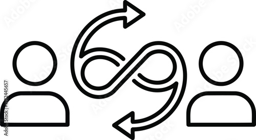 Icon of two people exchanging information or communicating