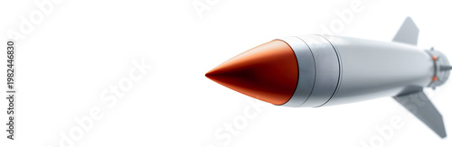 Military missile weapon warhead, rocket technology on white background