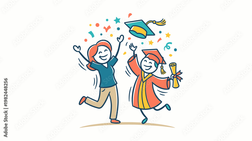 Obraz premium Happy Graduate Celebrating with Family