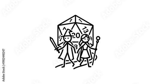 Dungeons and Dragons Cartoon Characters with Die