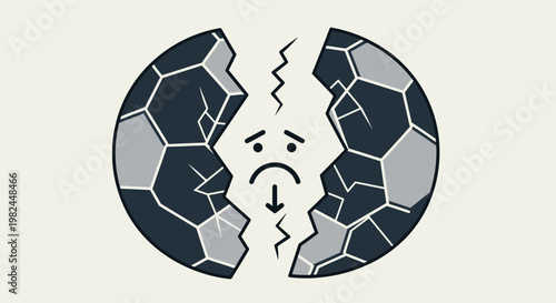 Sad Soccer Ball Cracked and Broken, Loss of Game Concept