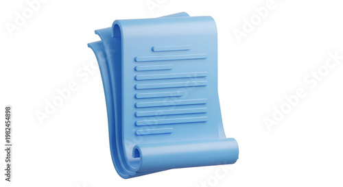 3D render of a blue document icon with checklist lines.