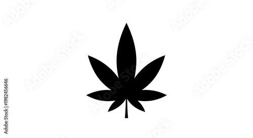 Cannabis Leaf Icon Vector Illustration, Minimalist Marijuana Plant Symbol for Medical Health and Botanical Branding Projects