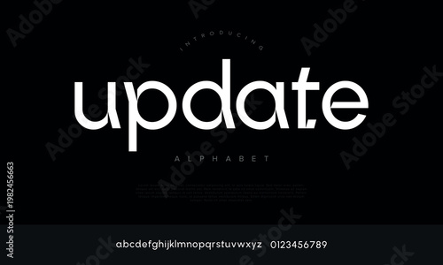 Clean modern sans serif font alphabet with unique geometric cuts for contemporary branding and web design