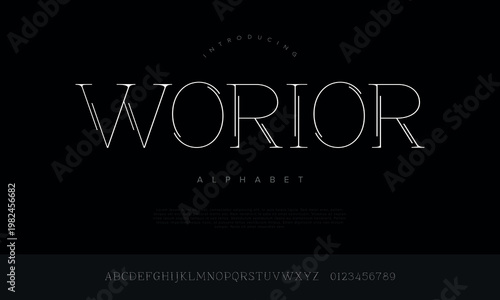 Luxury elegant serif font alphabet with decorative double line thin strokes for premium fashion branding logo