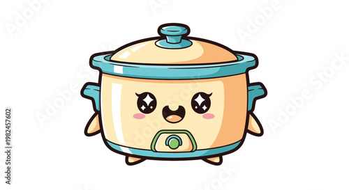 Cute Cartoon Slow Cooker with Kawaii Face, Kitchen Appliance