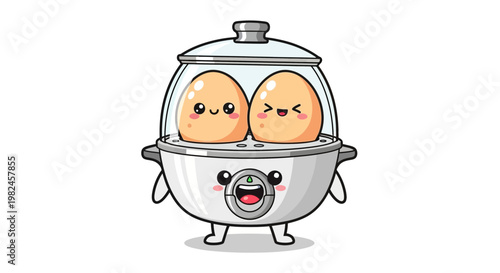 Cute Kawaii Egg Cooker with Happy Eggs