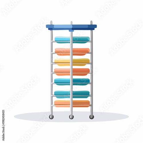 colorful abacus illustration with blue frame and wheels