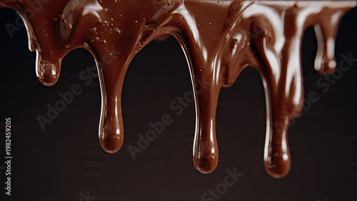 melted chocolate dripping on white background