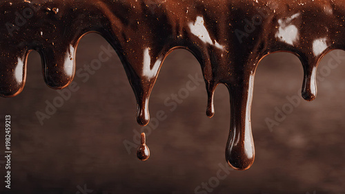 melted chocolate dripping on white background