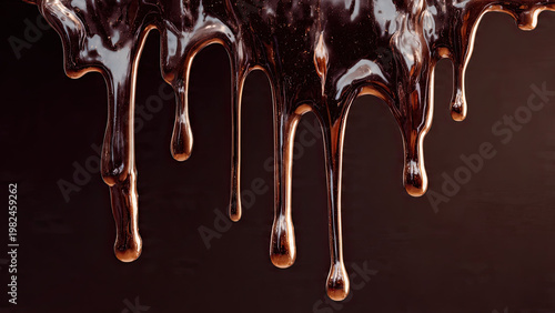 melted chocolate dripping on white background