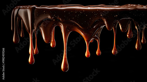 melted chocolate dripping on white background