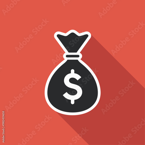 A Money Bag with a dollar symbol, symbolizing wealth and financial security. It is on a red background