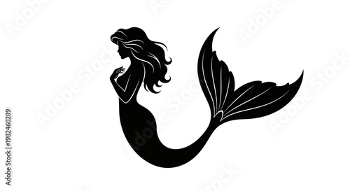 Elegant Merm.aid Silhouette Vector Illustration
