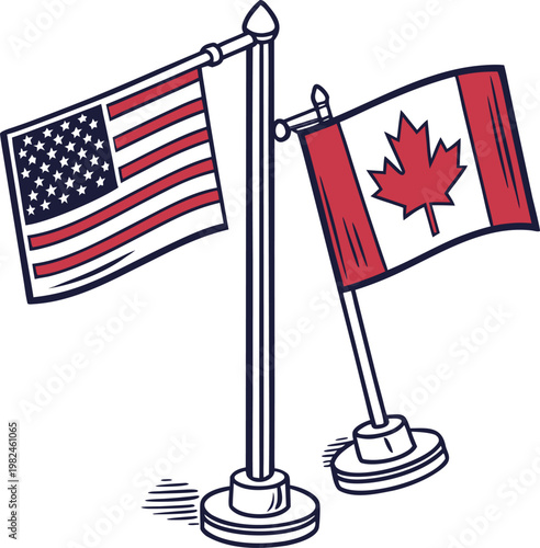 USA and Canada Side-by-Side Flags