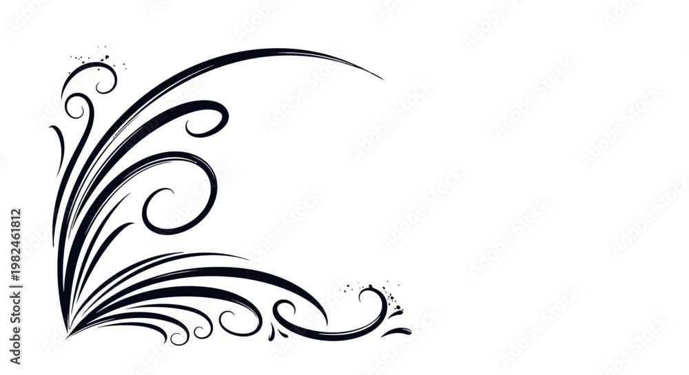 Fototapeta premium Elegant black floral design element.
