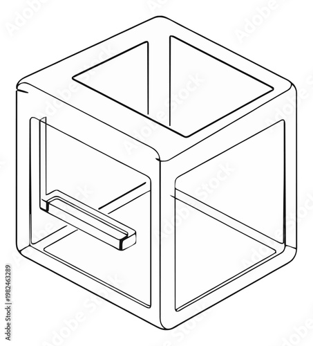 Minimalist UV sterilizer box isometric line art icon. Generative AI