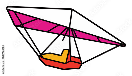 Minimalist hang glider line art icon. Generative AI