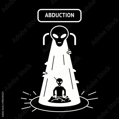 An alien abduction illustration, a conceptual artwork featuring a mysterious scene