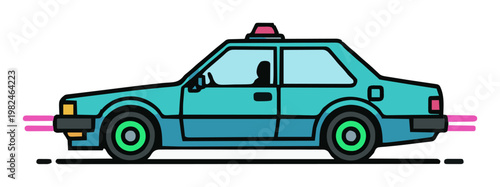 Minimalist driving school car line icon. Generative AI