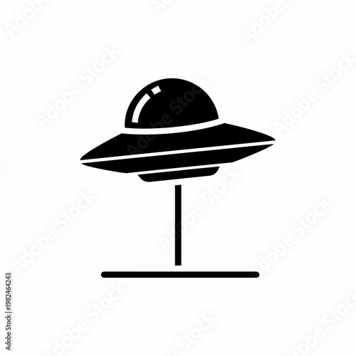 A simplistic illustration of a flying saucer. A classic representation of extraterrestrial spacecraft, perfect for conveying themes of science fiction and outer space.