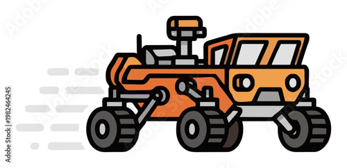 Minimalist Mars rover line art icon. Generative AI