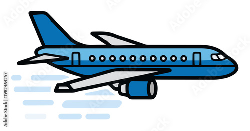 Minimalist commercial airliner line art icon. Generative AI