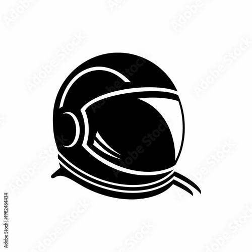 Astronaut's helmet outline, ready for space exploration. A minimalist design in black and white, this image embodies the spirit of space travel, adventure, and the unknown