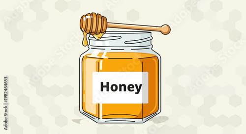 Honey Jar with Dipper on Top.