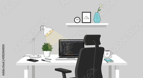 Modern Office Chair and Desk Setup.