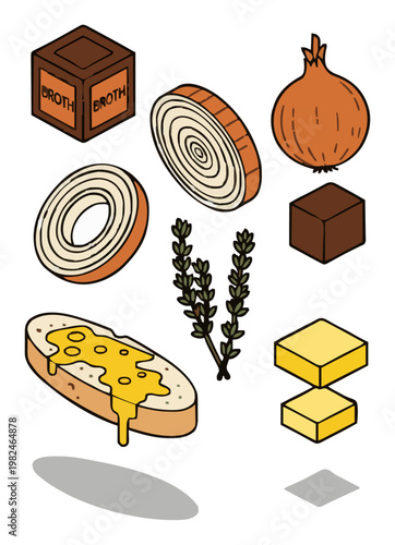 Minimalist french onion soup line art icon. Generative AI