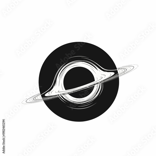 A depiction of a black hole with its event horizon and a surrounding accretion disk. The illustration captures the gravitational pull of the black hole, creating a sense of mystery and cosmic power. 
