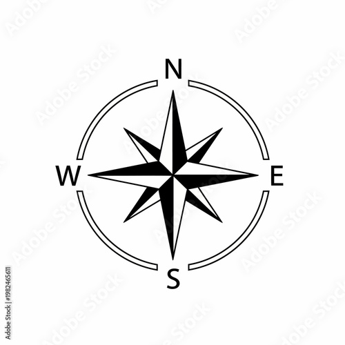 Compass rose icon, a navigational tool indicating directions, pointing the way forward. The icon features cardinal points, with its precise design, symbolizing guidance.