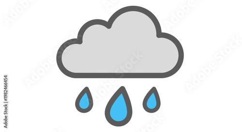 Rainy weather icon with cloud and droplets.