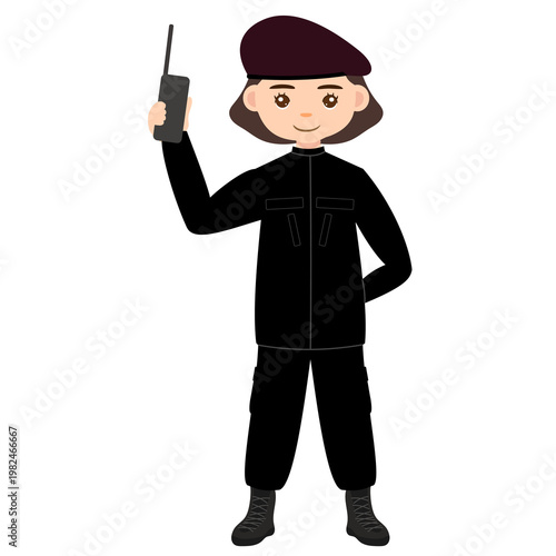 Female Correctional Officer Communication Radio Walkie Talkie