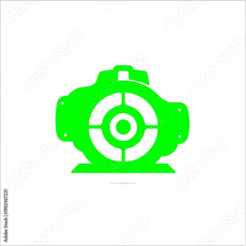 The green icon depicts a gear pump machinery in an industrial setting.