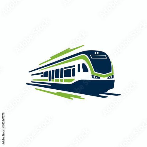 A sleek icon train speeds quickly on tracks