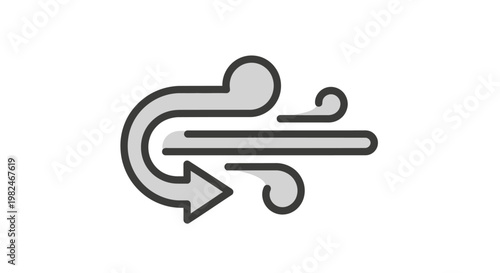 Wind blowing icon with arrow.