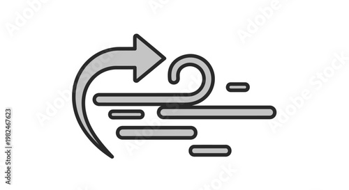 Wind blowing icon with arrow.