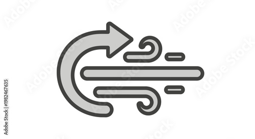 Weather icon showing blowing wind direction.