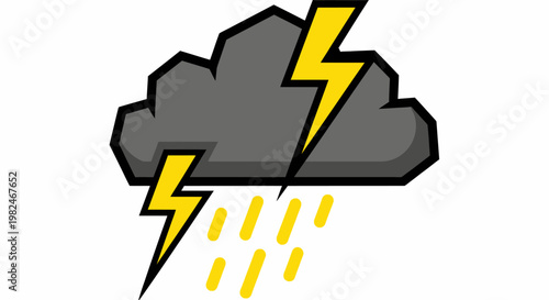 Weather icon of stormy cloud with lightning.