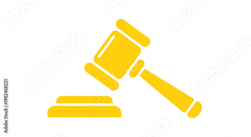 Golden Gavel and Sounding Block Icon - Justice, Law, Auction, Court Symbol
