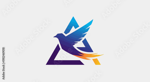 Abstract origami bird logo design featuring a paper crane symbol as a modern vector illustration element for corporate business branding