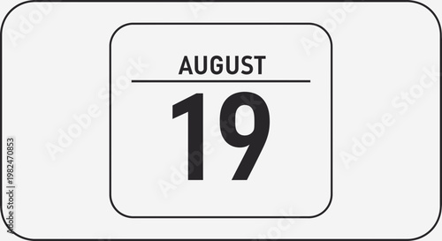 August 19th Calendar Date - Simple Graphic Design