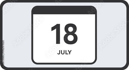 Calendar Icon Showing July 18 Date