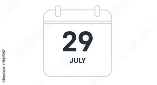 Quadro su tela Calendar Icon Showing July 29th Date - Simple Line Art Design